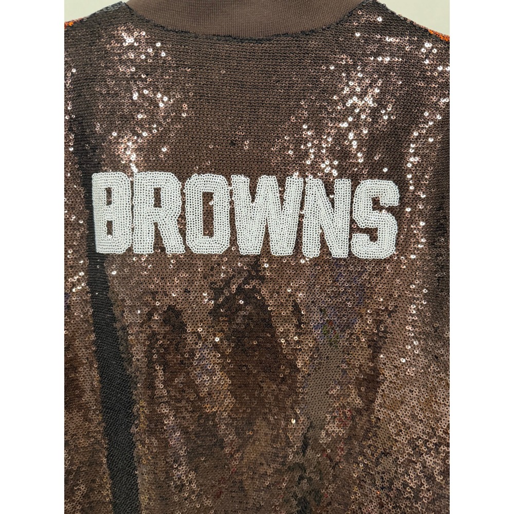 Title: Wild Collective Cleveland Browns Womens M Sequin Ombre Bomber Jacket NWT